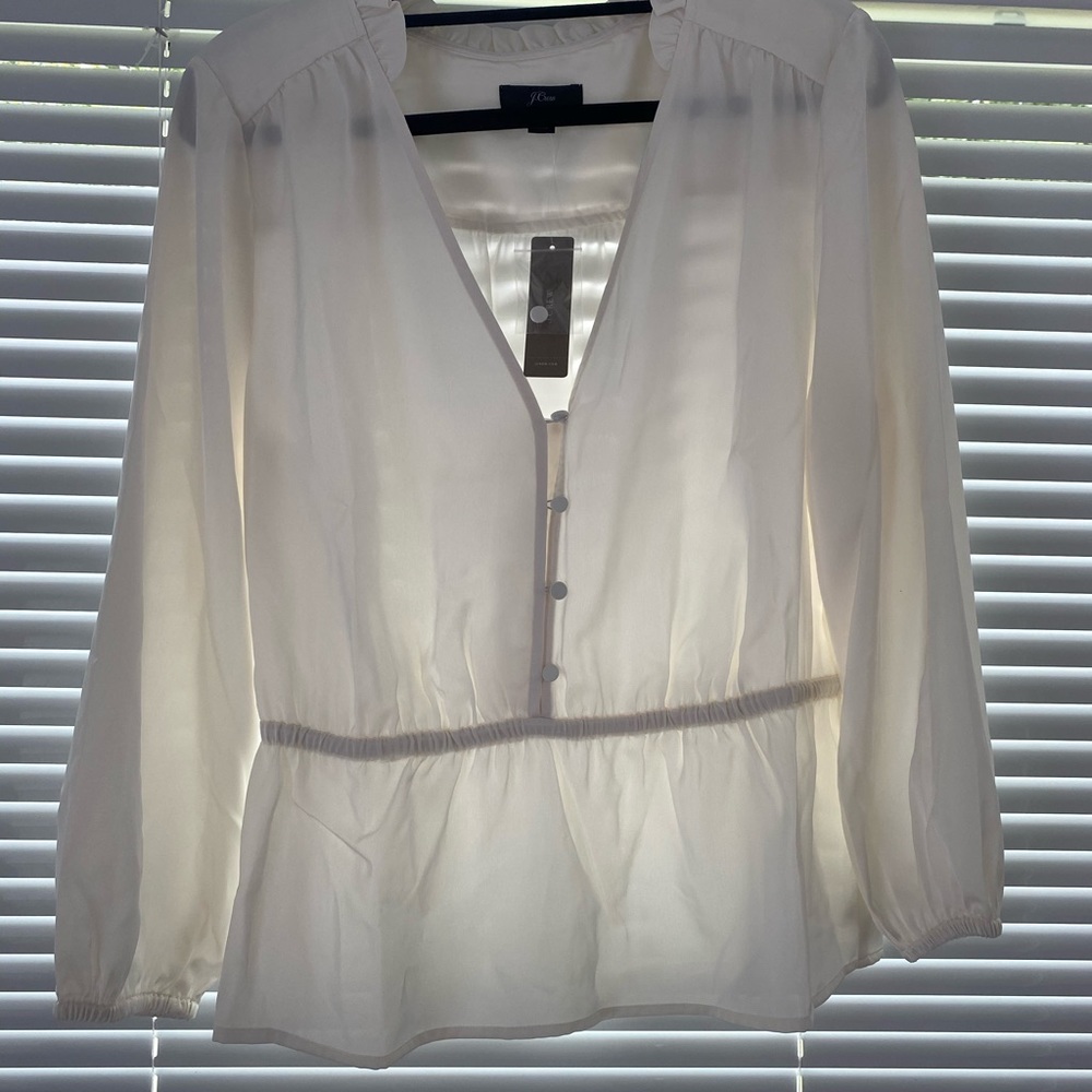 VNeck button detail peplum blouse